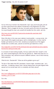 "Comparing a stupid, drunk, helmet-chasing whore who gets fingered while passed out to an actual rape victim is completely and utterly stupid" - Janet Bloomfield.