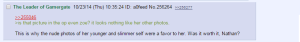 "This is why the nude photos of her younger and slimmer self were a favor to her. Was it worth it, Nathan?" - Anon, being a real creep (Source: 8chan)